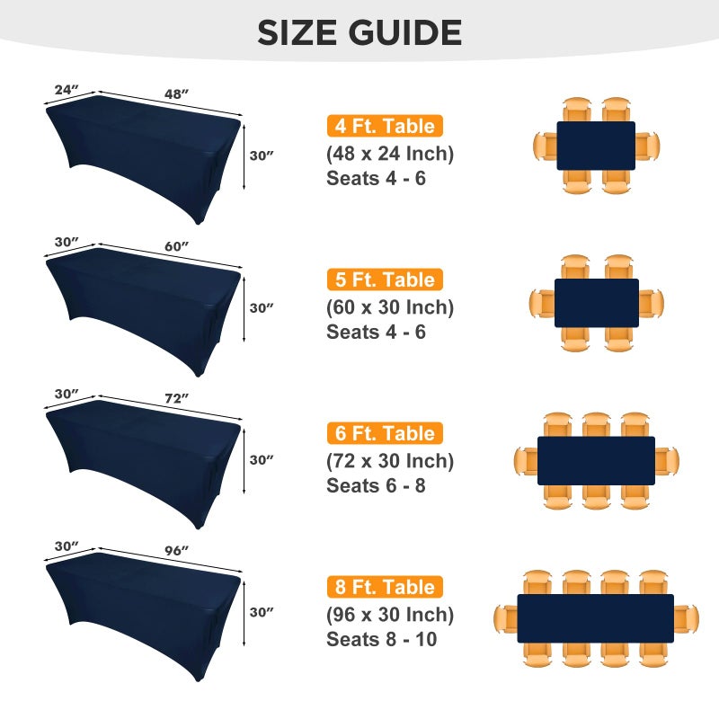 SEPARO 2 Pack 6 Ft Navy Blue Table Cover Fitted Rectangular Tablecloth Stretchable Fabric Table Cloth 6 ft Wrinkle-Free for Party Tradeshows Banquet Weddings Cocktail - Image 5